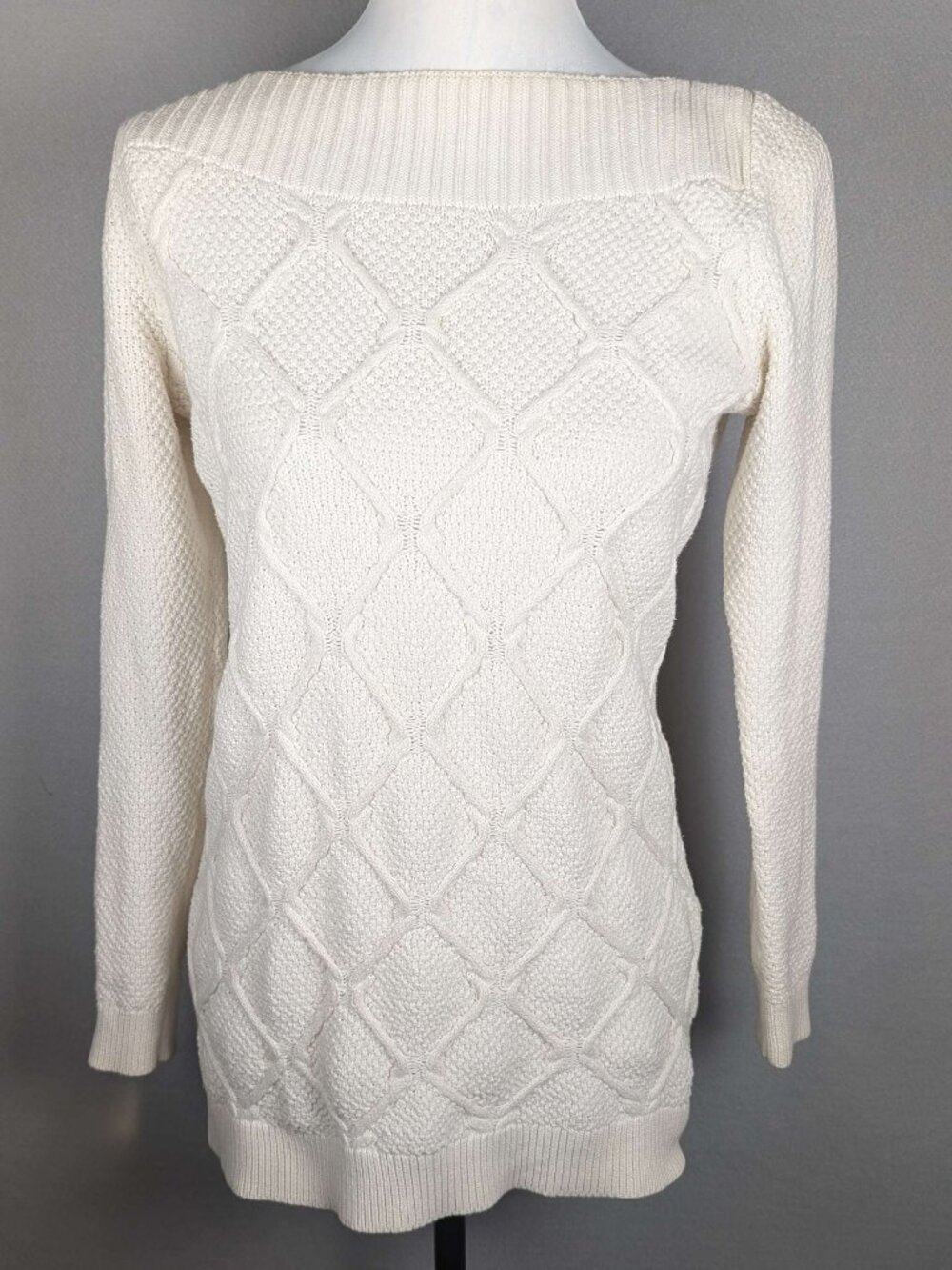 Ann Taylor LOFT Long Sleeve Cable Knit Sweater w/Textured Diamond Pattern Sz. S